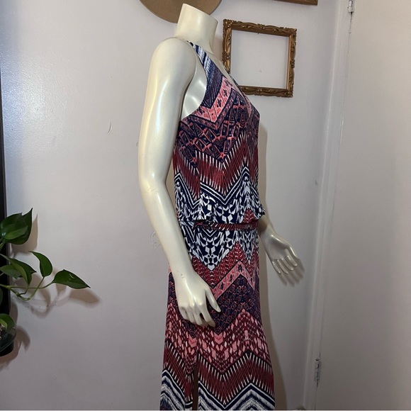 Veronica M Maxi Dress Chevron Print Maxi Full Length Dress Raceback Size Medium - Picture 7 of 10